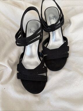 Impo Black Strappy Slingback Heeled Sandals